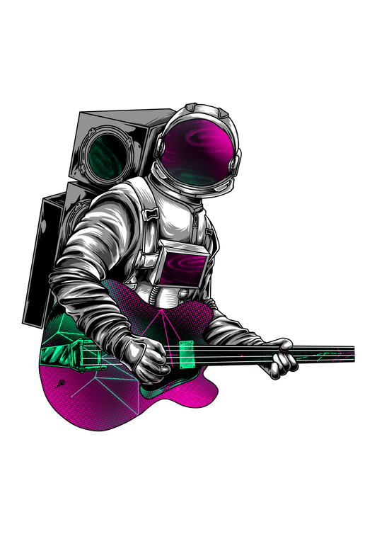 Astronaut Playing Guitar Sticker